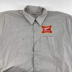 Miller High Life XXL Work Shirt Brew City Beer Logo Button Up Short Sleeve